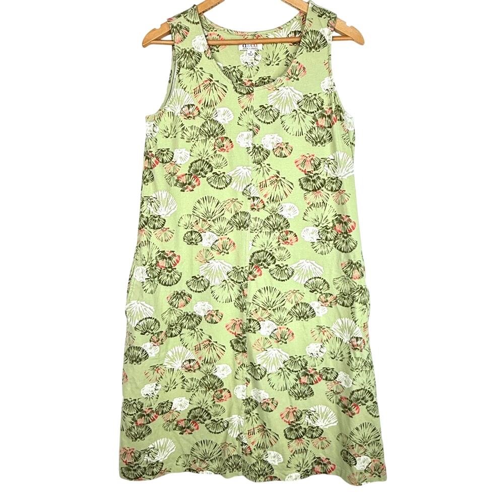 Vintage D&Co Green Shell Print Tank Dress M